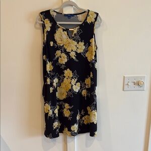 Floral Sleeveless Dress in Black and Yellow